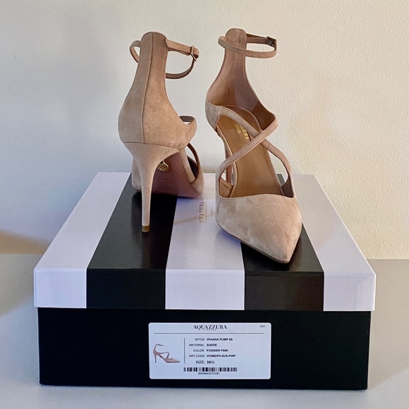 Aquazzura Pink Nude Suede Stiletto Pumps US8.5 - Picture 11 of 15